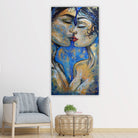 Liebespaar Gemälde Kuss blau gold abstrakt figurativ 60x120