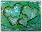 Vier Herzen handgemaltes Familien Herz bild grün 40x30