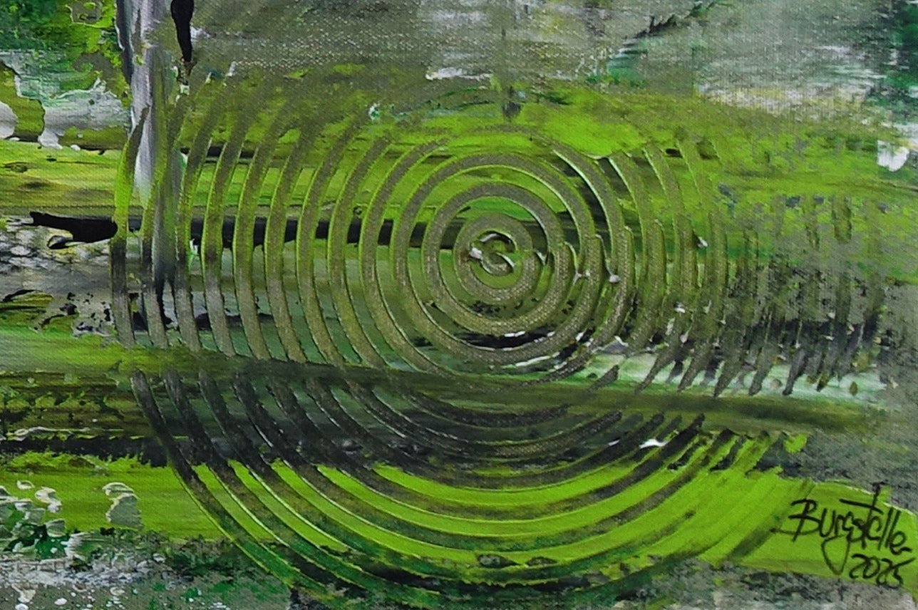 Abstraktes Acrylbild grün querformat modernes Gemälde d2