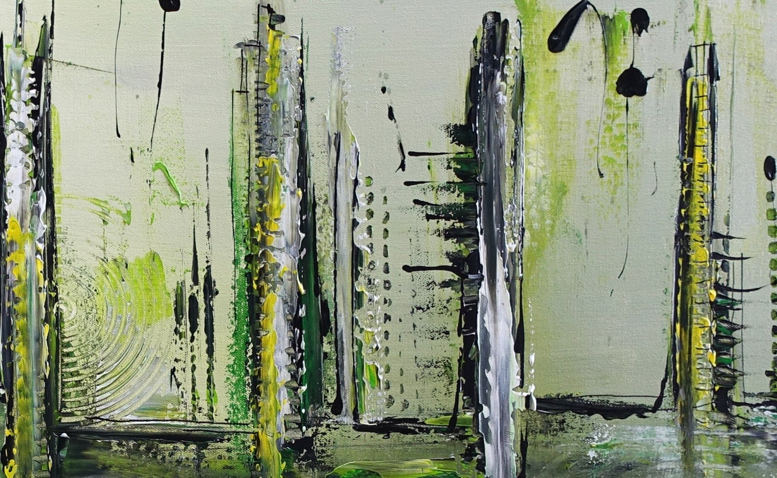 Abstraktes Acrylbild grün querformat modernes Gemälde d3