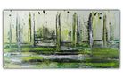 Abstraktes Acrylbild grün querformat modernes Gemälde 100x50