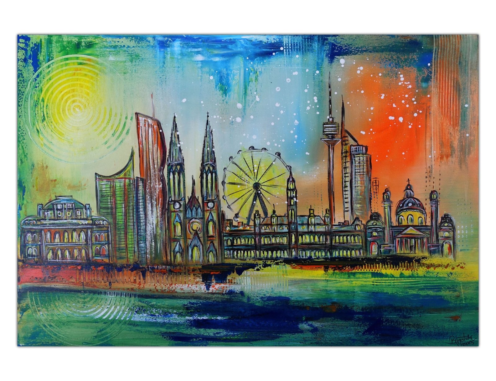 Bild Wien Kunst Gemälde moderne Malerei Stephansdom Prater 100x70