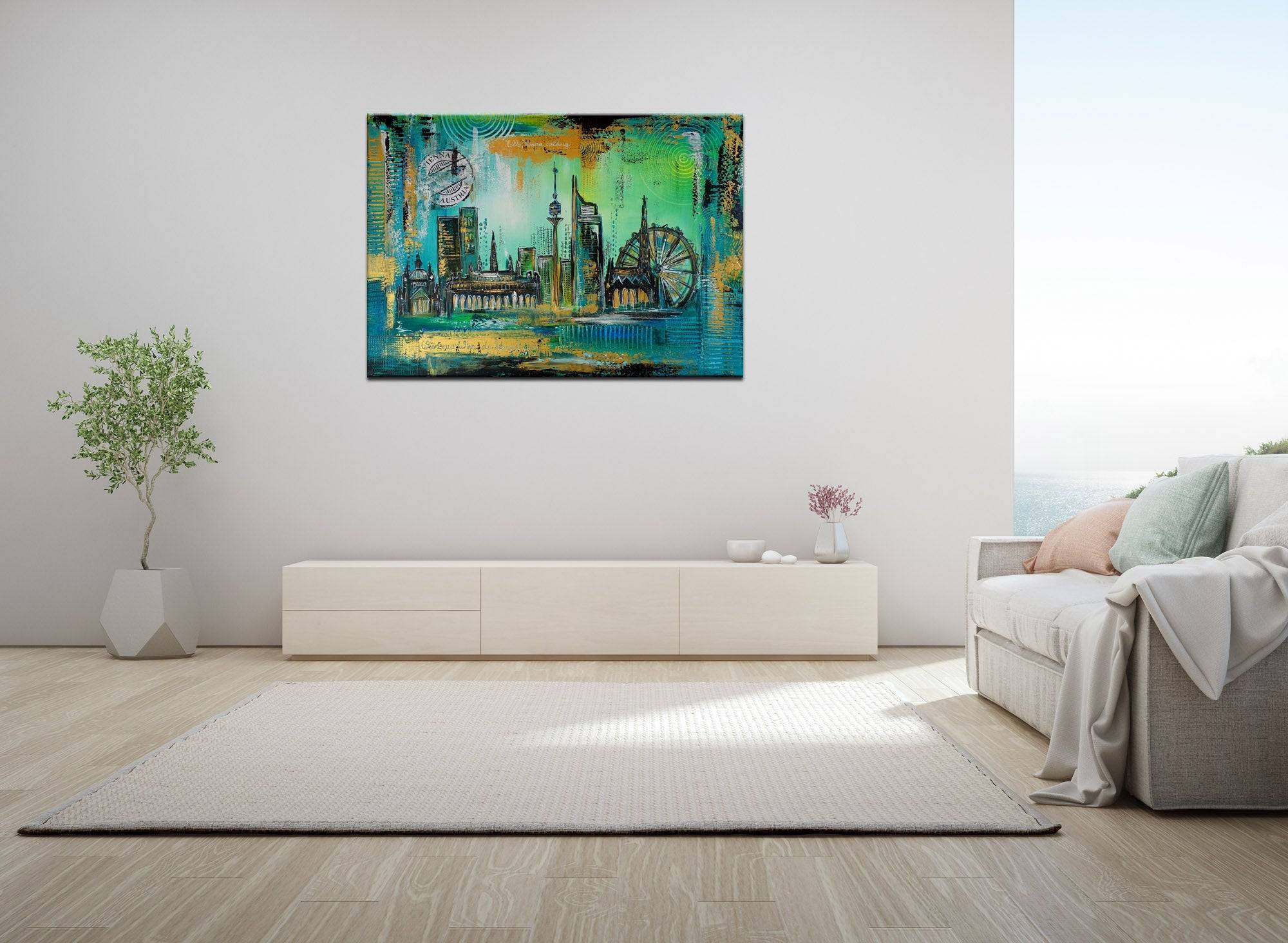 Wien Bild Leinwand abstrakte Malerei Stadt Burgstaller Detail1