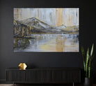Goldener Bergsee - abstrakte Landschaftsmalerei Acrylgemälde