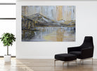 Bergsee - abstrakte Landschaftsmalerei Acrylgemälde, Wohnzimmerbild 150x100