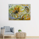 Gelbes Blumen Gemälde & Blumenbild handgemalt Leinwand