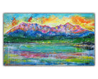 Zugspitze Eibsee - abstraktes Landschaftsbild handgemalt Berge See