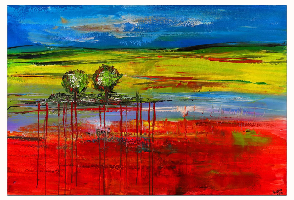 Bäume - abstrakte Malerei Acryl - Kunstbild Wandbild 116x81cm