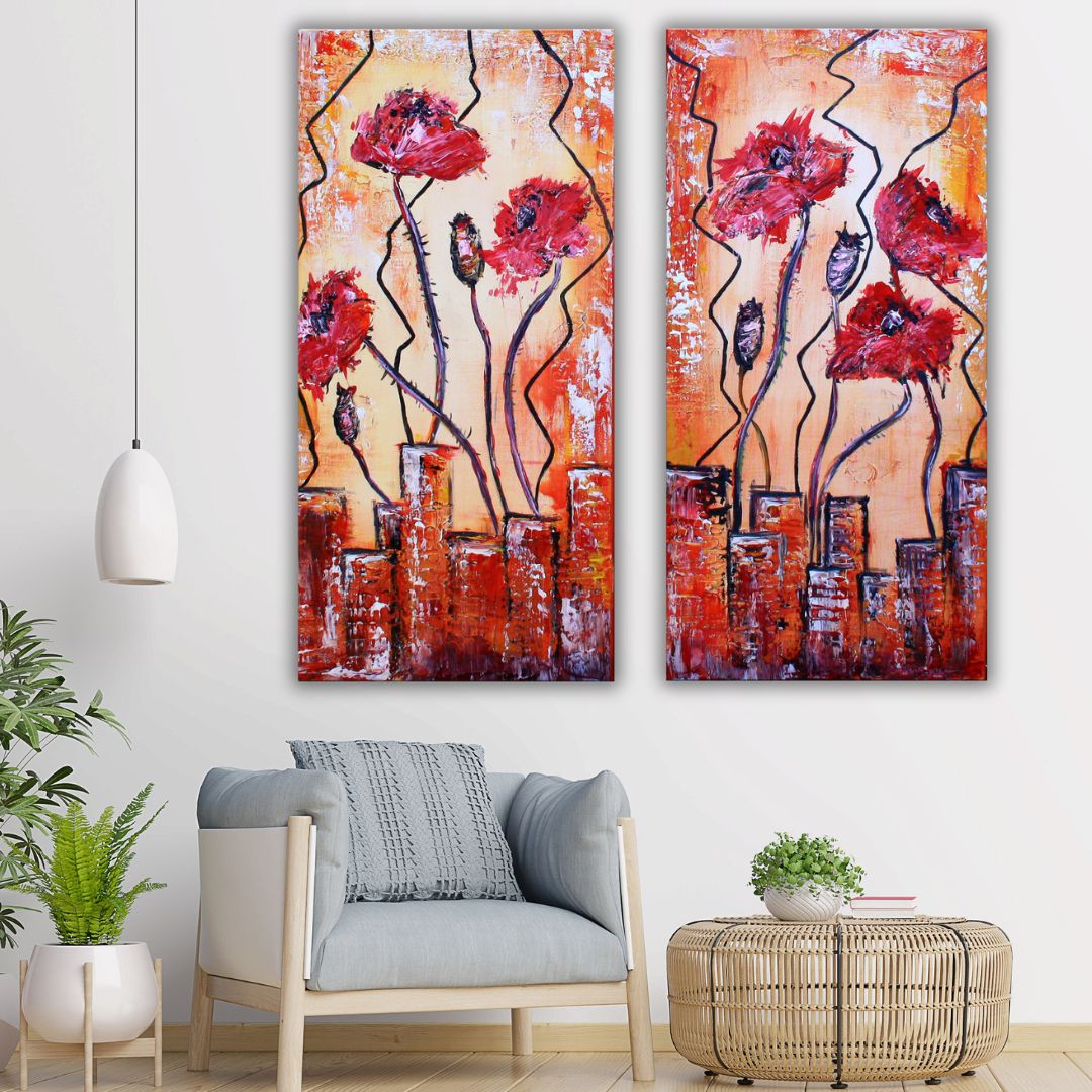 Abstrakte Blumenbilder Leinwand Blumen Gemälde Acryl