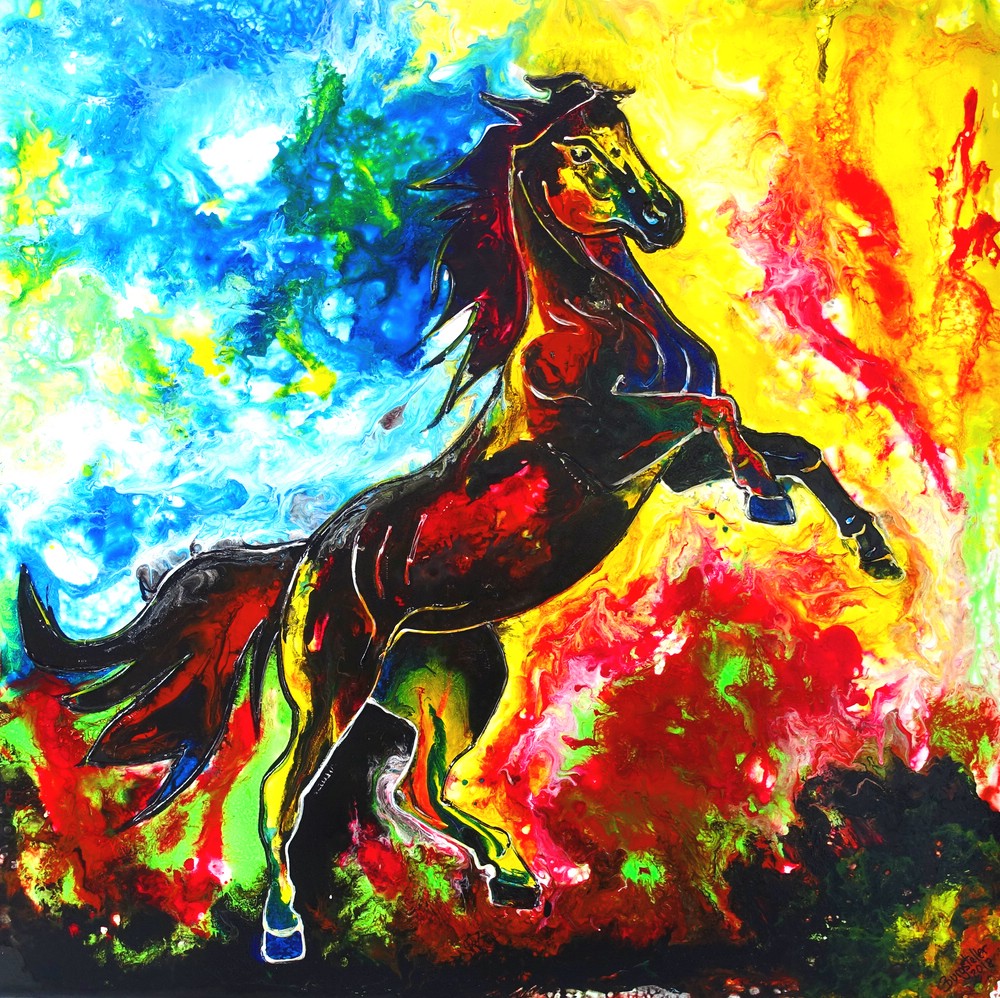 bild pferde handgemalt abstrakt Feuerpferd 3 100x100.jpg