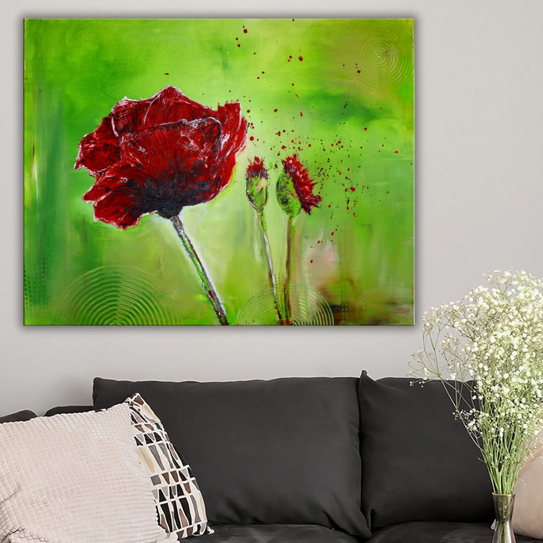 Blumenbilder gemalt, abstrakte Blumen Gemälde Acrylbilder