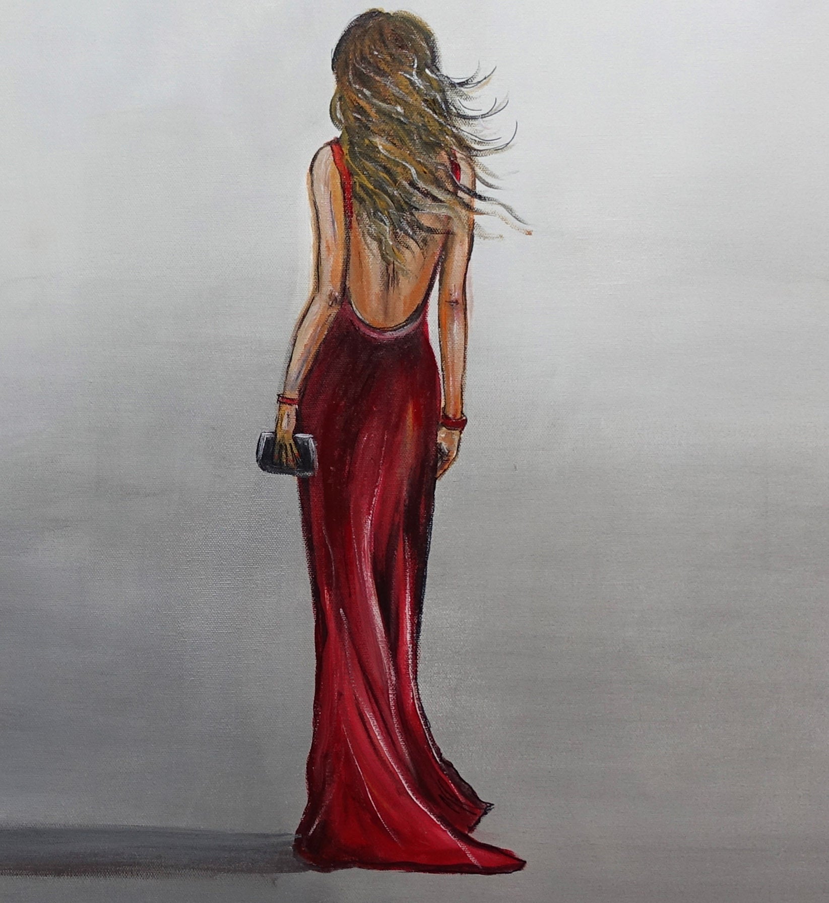 Figurative Kunst Gemälde Frau rotes Kleid