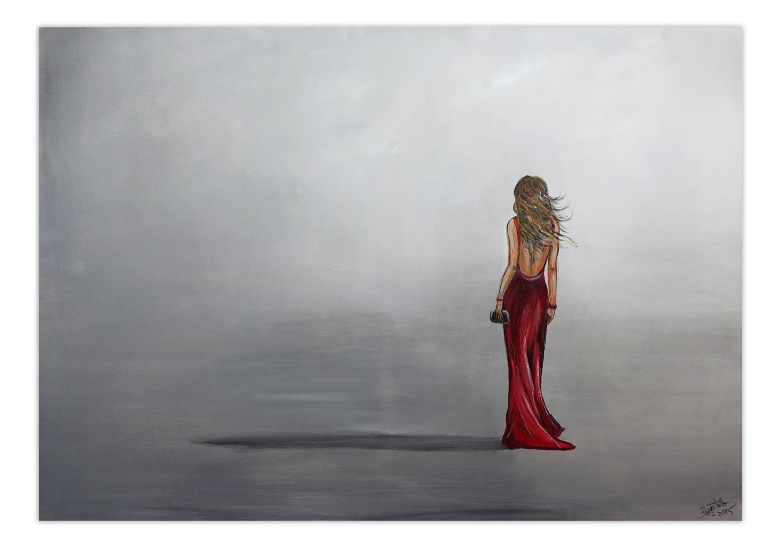 Figuratives Kunst Gemälde Frau rotes Kleid modern