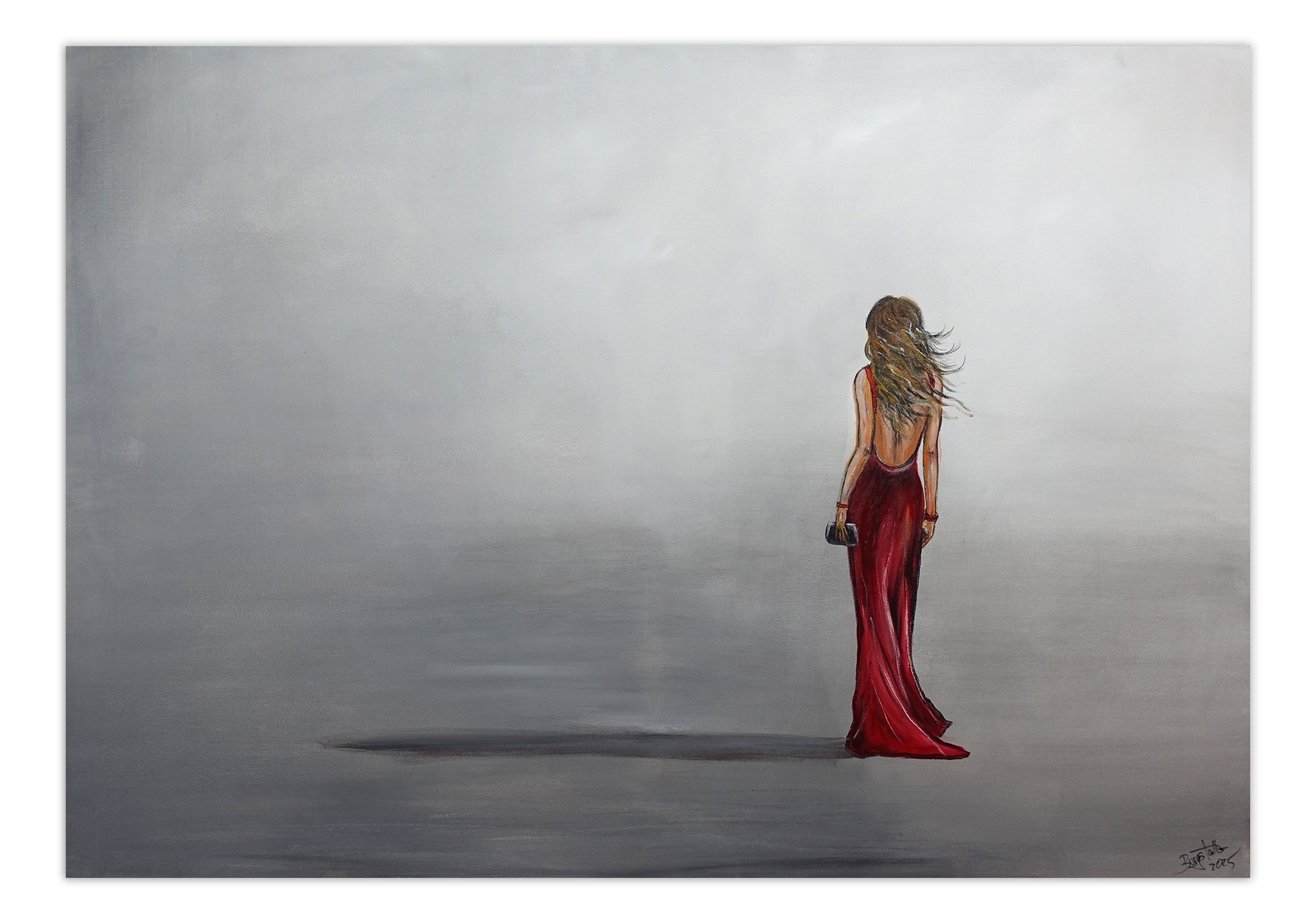 Figuratives Kunst Gemälde Frau rotes Kleid modern