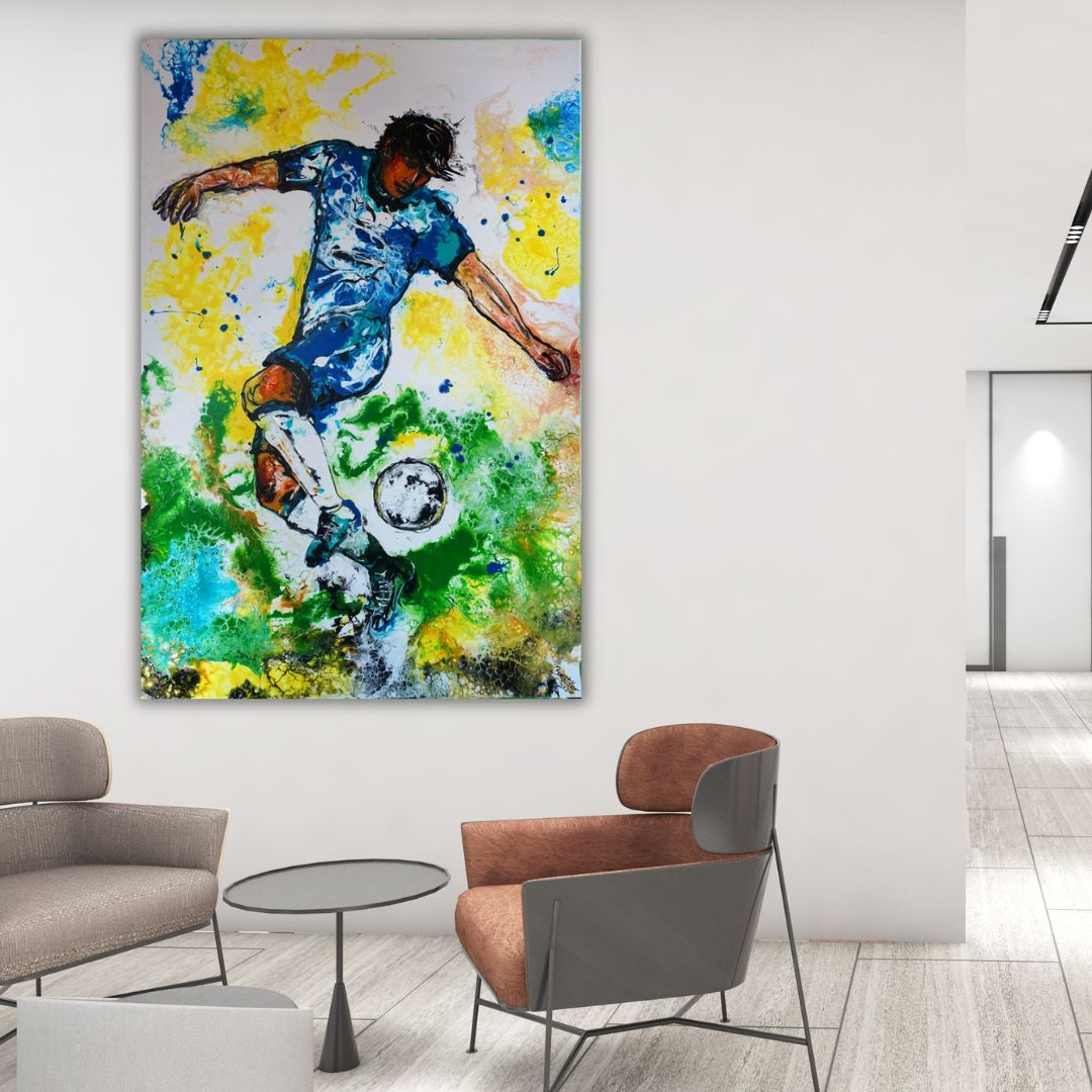 Gemälde Fussballspieler gemalt - Wandbilder Fussball Malerei