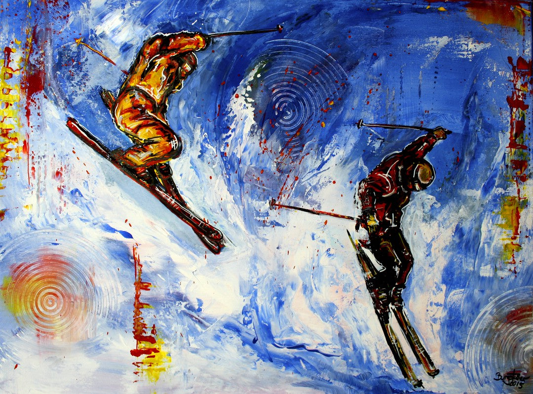 skifahrer gemaelde skilaeufer malerei ski bilder gemalt  Original Gemälde-Sperrzone.jpg