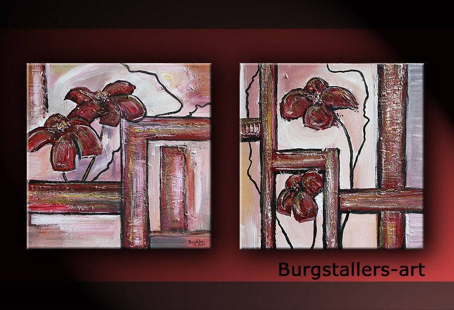 Blumen Bild Gemälde zweiteilig