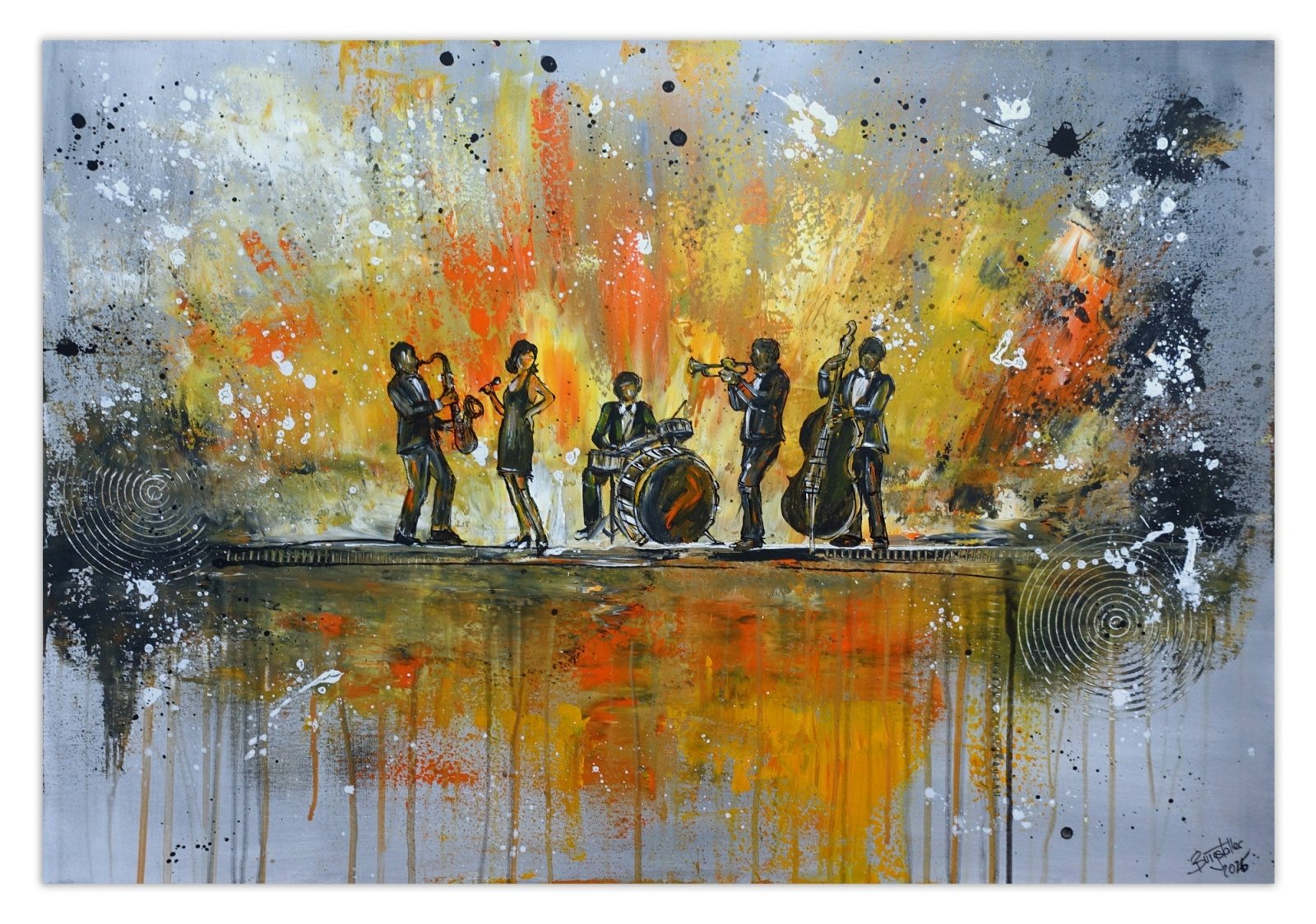 Soundcheck - Musiker Gemälde Jazz Wandbild Moderne Malerei