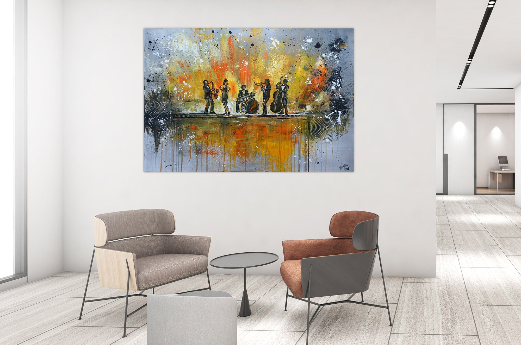Musiker Gemälde Jazz Wandbild Moderne Malerei 100x70