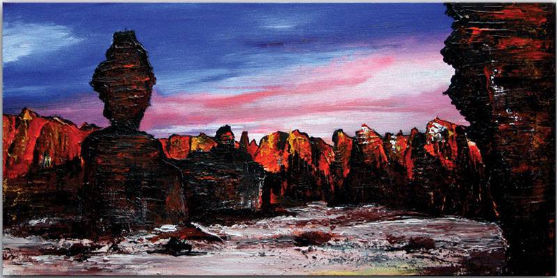 Tassilli - handgemaltes Wuesten Bild Gemälde Malerei 40x80cm