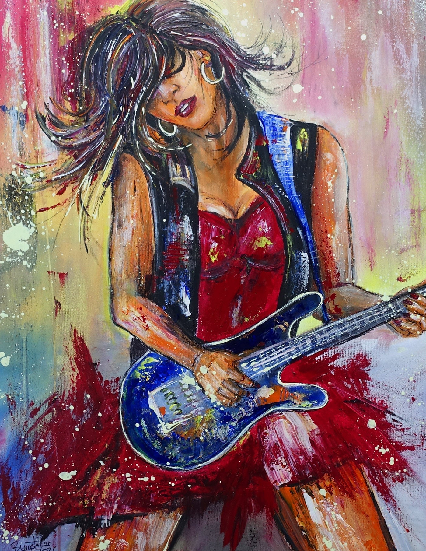 The Sound - Musiker Gemälde Gitarristin