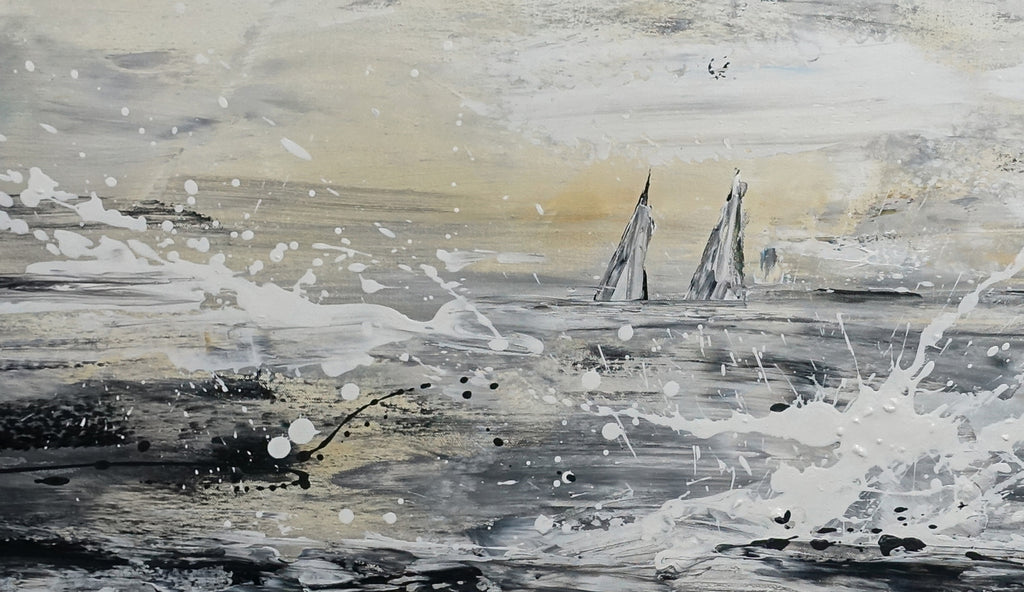 Überfahrt abstraktes Landschaftsbild Segelboote det1