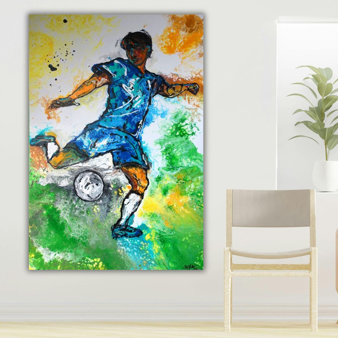 Wandbilder Fußball Gemälde handgemalt -  Fußballspieler  Malerei