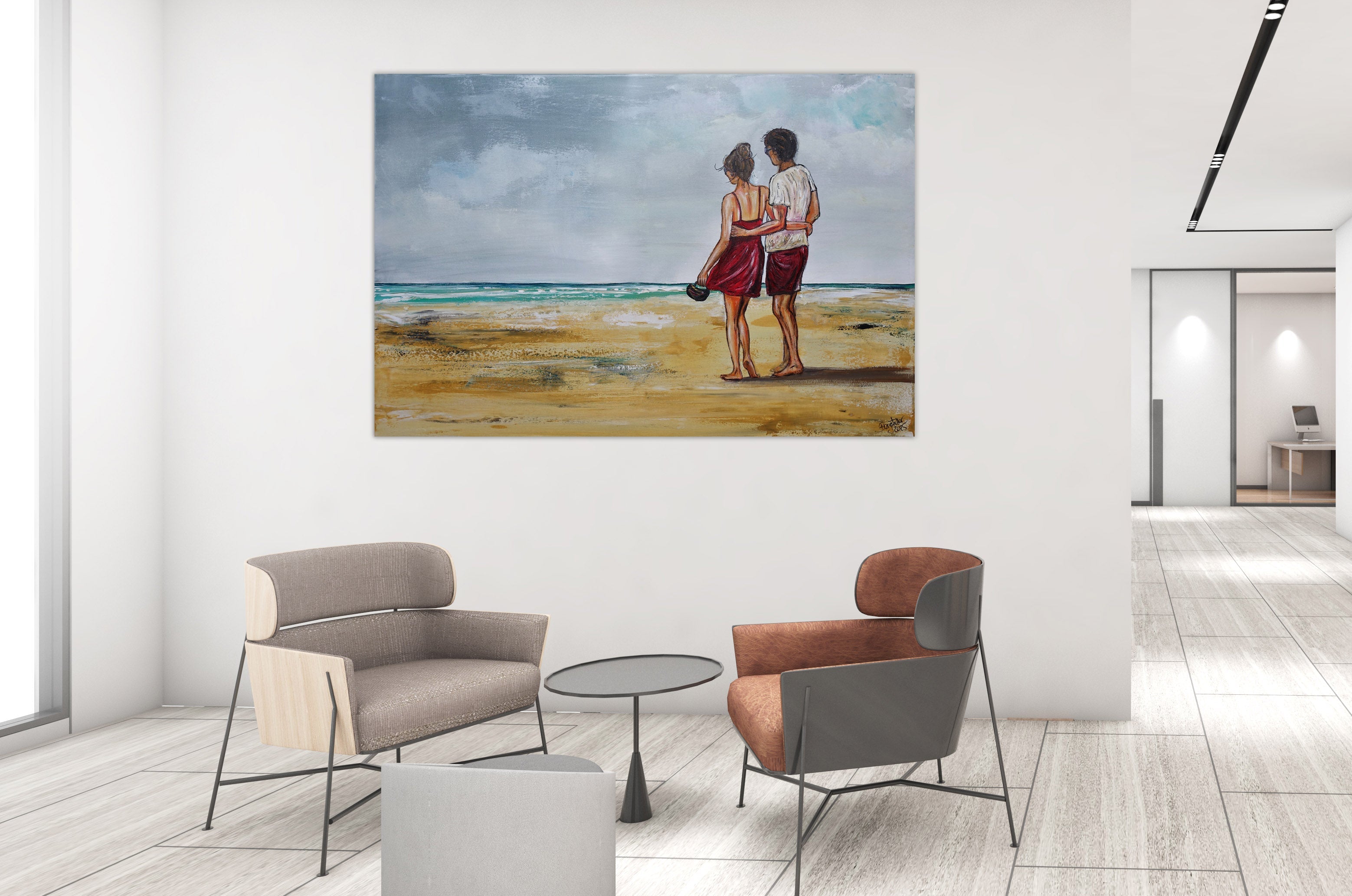 Zeitlos Gemälde Liebespaar Meerbild Strand Leinwandbild