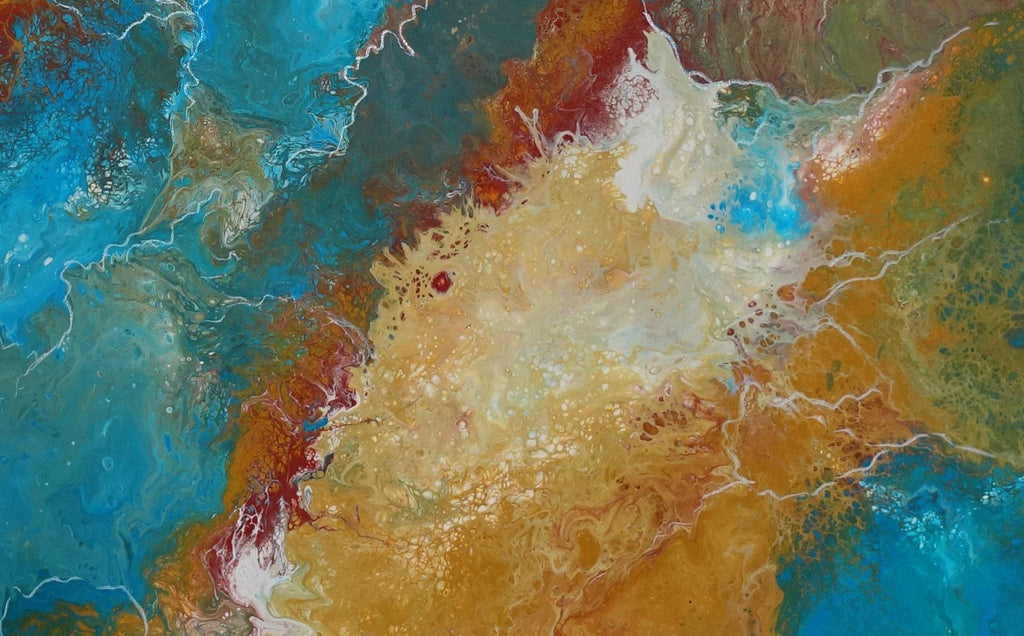 Abstraktes Wandbild blau braun in Acryl - Keilrahmenbild Detail1