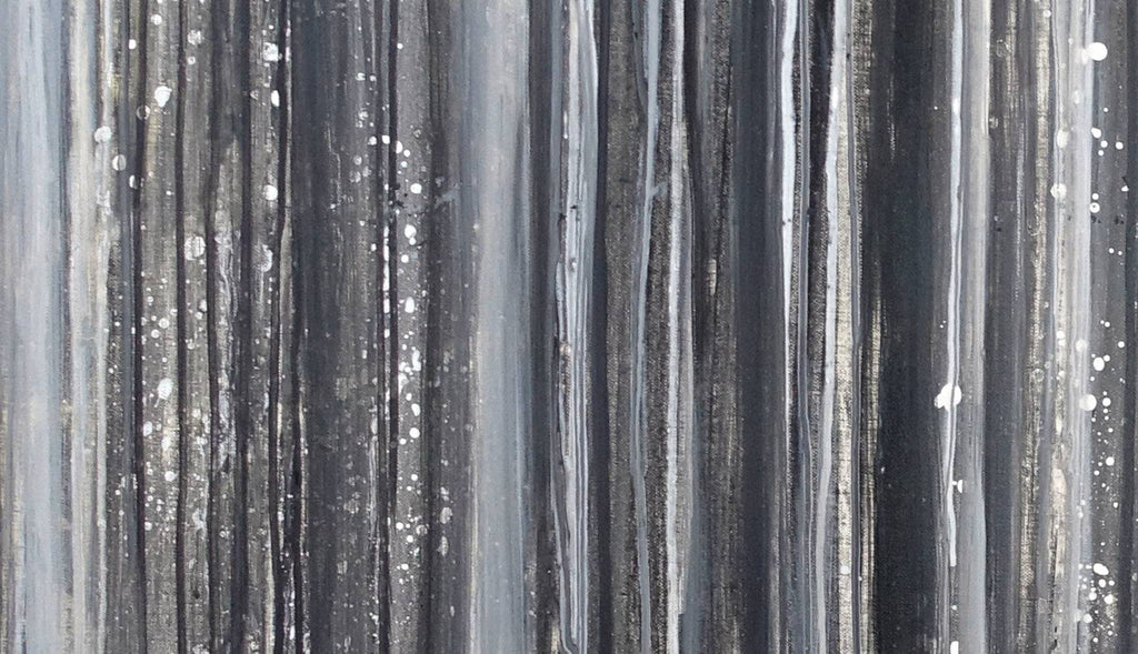 Düsterwald - abstraktes Acrylbild grau schwarz weiss 150x103