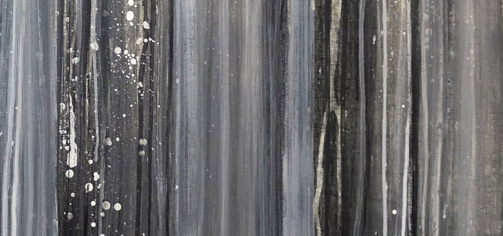 Düsterwald - abstraktes Acrylbild grau schwarz weiss 150x104