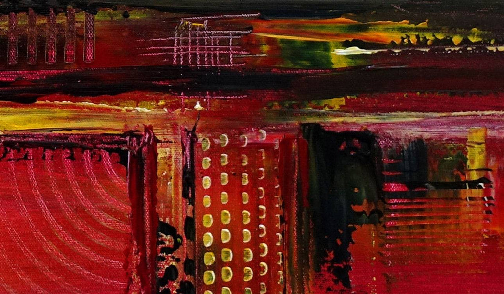 Evening - abstrakte Malerei rot gelb - Acrylbild