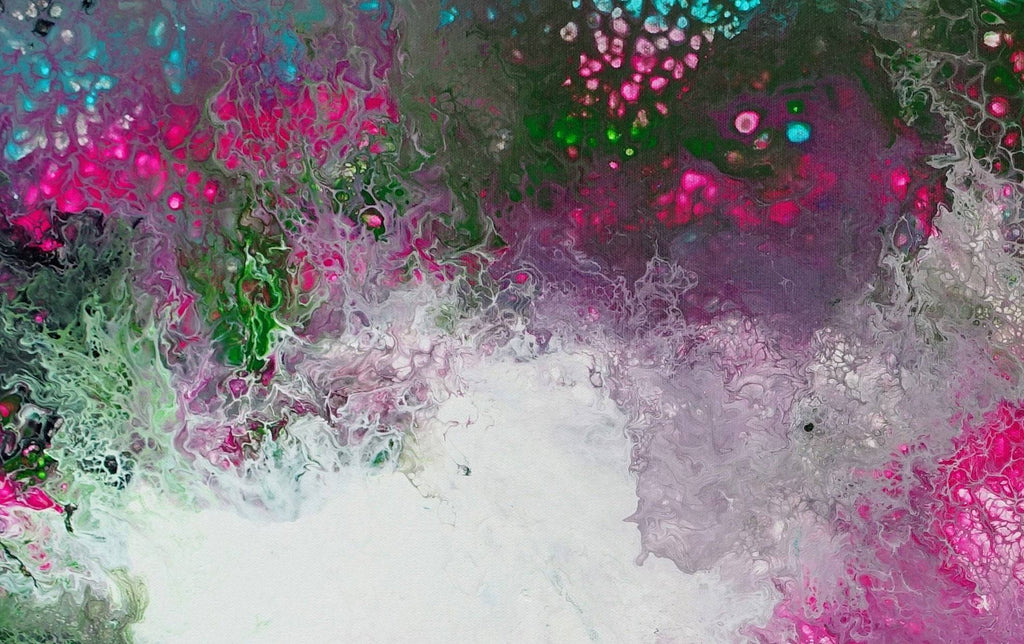 Abstrakte Malerei, Gemälde grün rosa abstrakt Detail1