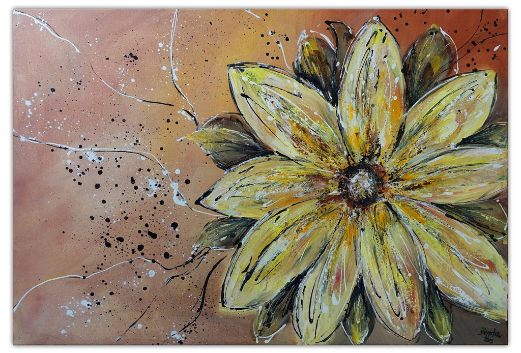 Flower - Florales Blumenbild, Kunstbild auf Leinwand handgemalt 100x80 - Atelier Burgstallers-Art