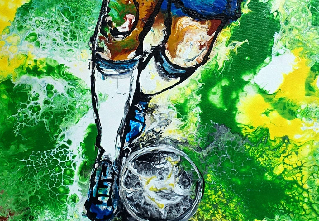Fussball Bild Tempodribbling - Sport Gemälde - Fußballer Malerei