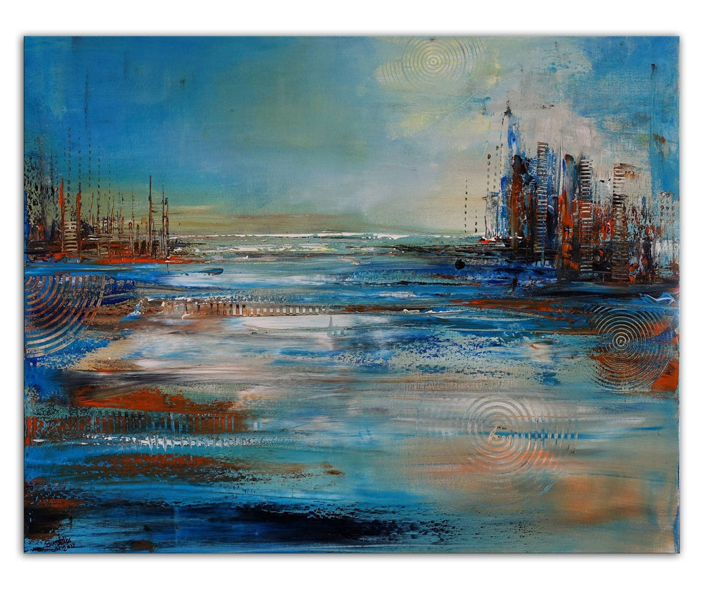 Wandbild Segelboote Kueste Acrylbild 100x80