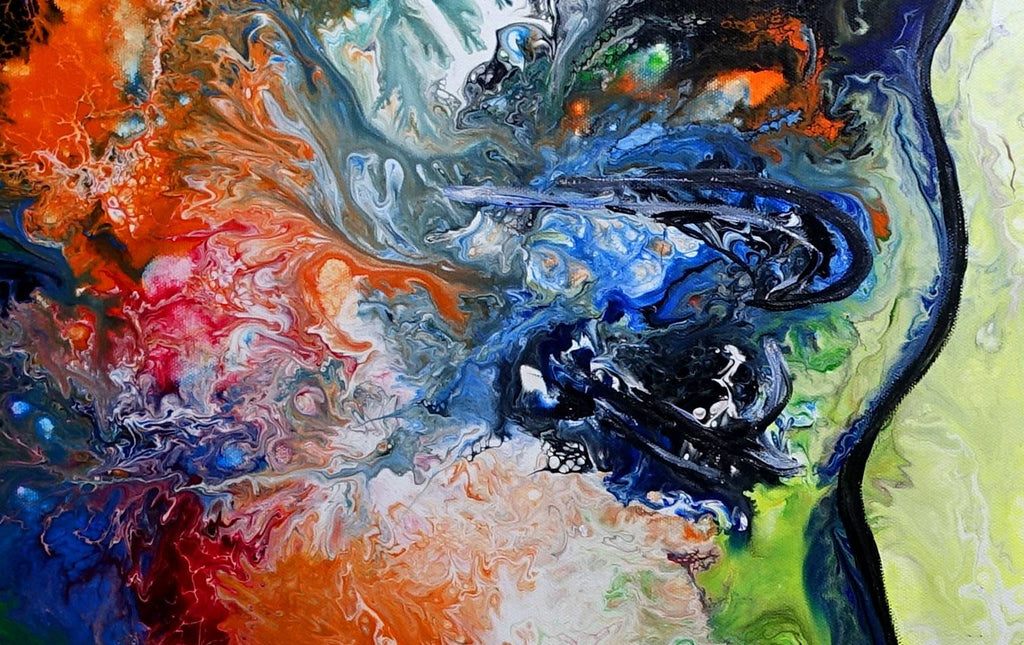 Küss mich - Kunstbild Gemälde Mann Frau Fluid Art Pouring Acrymalerei