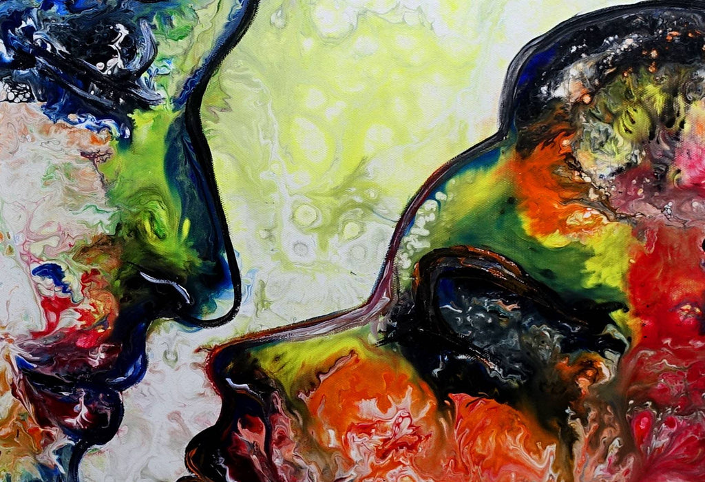 Küss mich - Kunstbild Gemälde Mann Frau Fluid Art Pouring