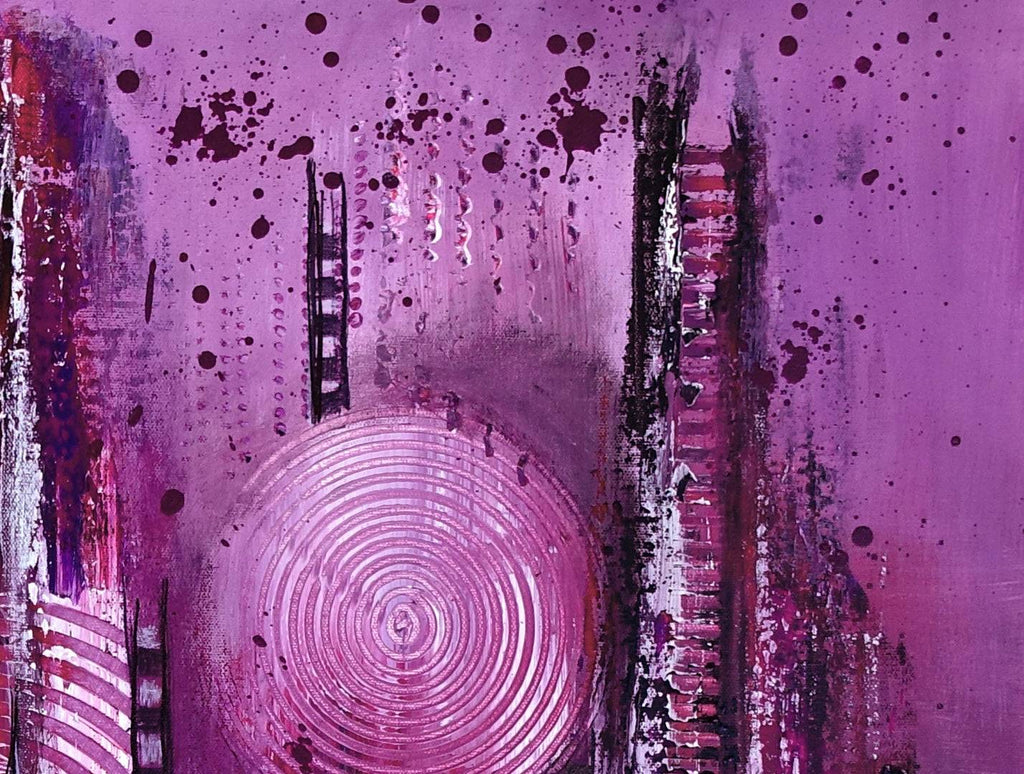Lila City - abstraktes Wandbild violett, Acryl Gemälde 80x80cm