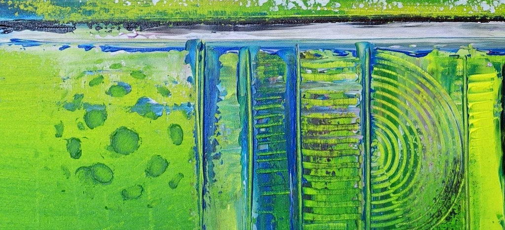 Lyrics - Bürobild abstrakt grün gelb - Original Gemälde & Künstlerbild Unikat 116x81 - Atelier Burgstallers-Art