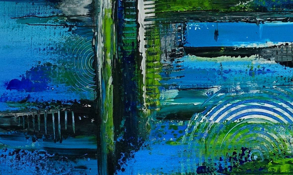 Abstrakte Malerei Wandbild abstrakt blau Detail1