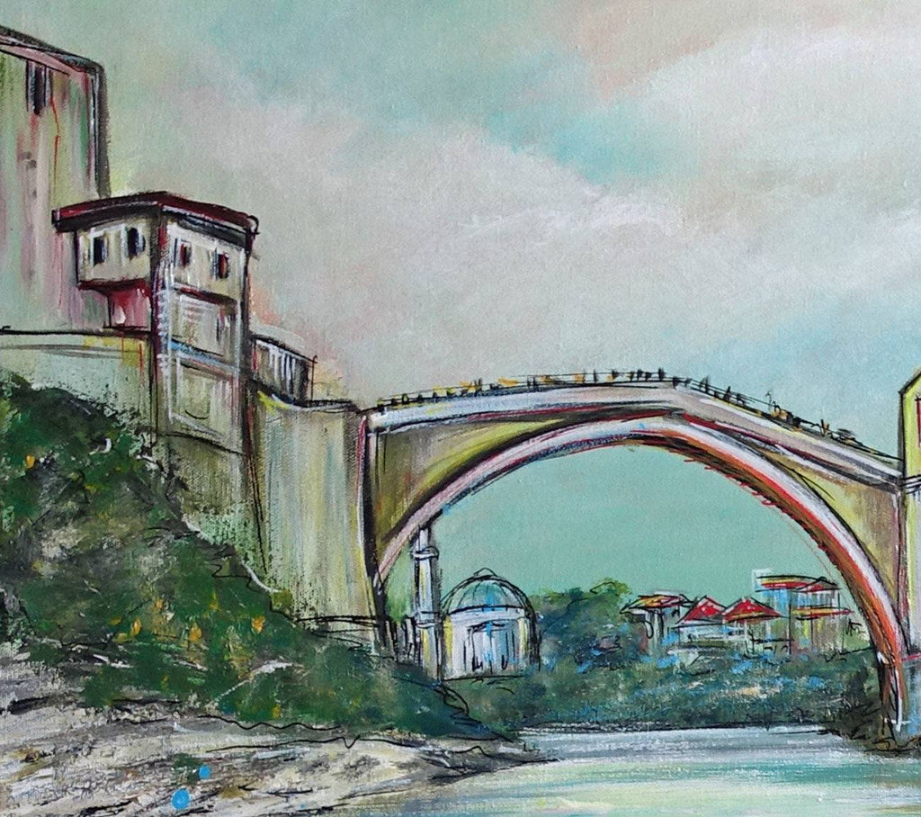 Mostar Bosnien Original Gemaelde Kunstbild Wandbild  Detail2