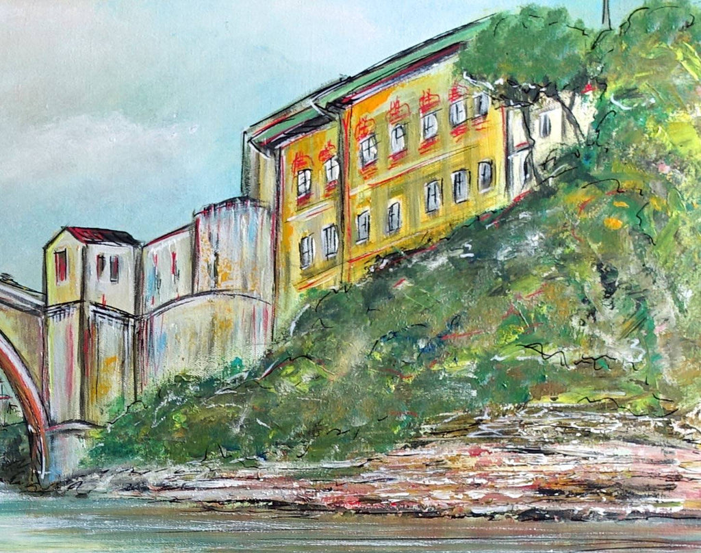 Mostar Bosnien Original Gemaelde Kunstbild Wandbild Bilder fuer Wohnzimmer