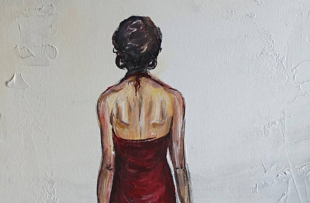 Figürliches Gemälde Frau in rotem Kleid - moderne Acryl Malerei Det4