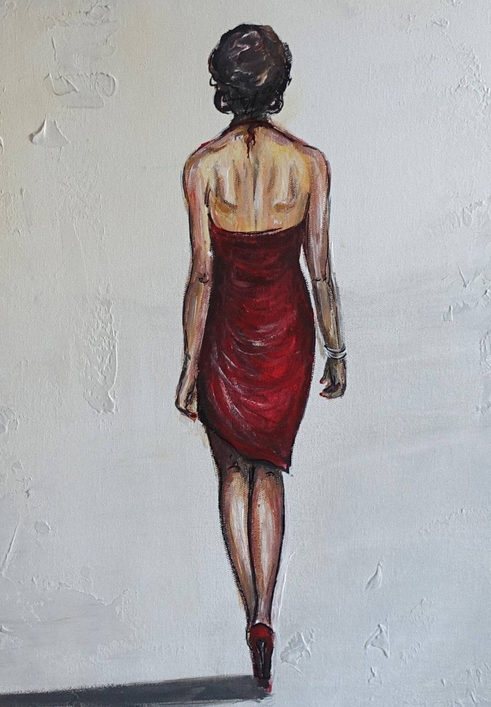 Figürliches Gemälde Frau in rotem Kleid - moderne Acryl Malerei Det2
