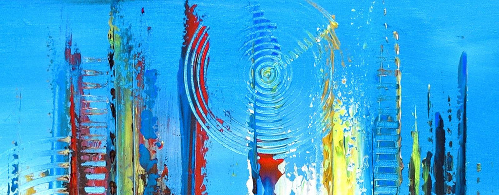 Abstrakte Malerei wandbild blau rot