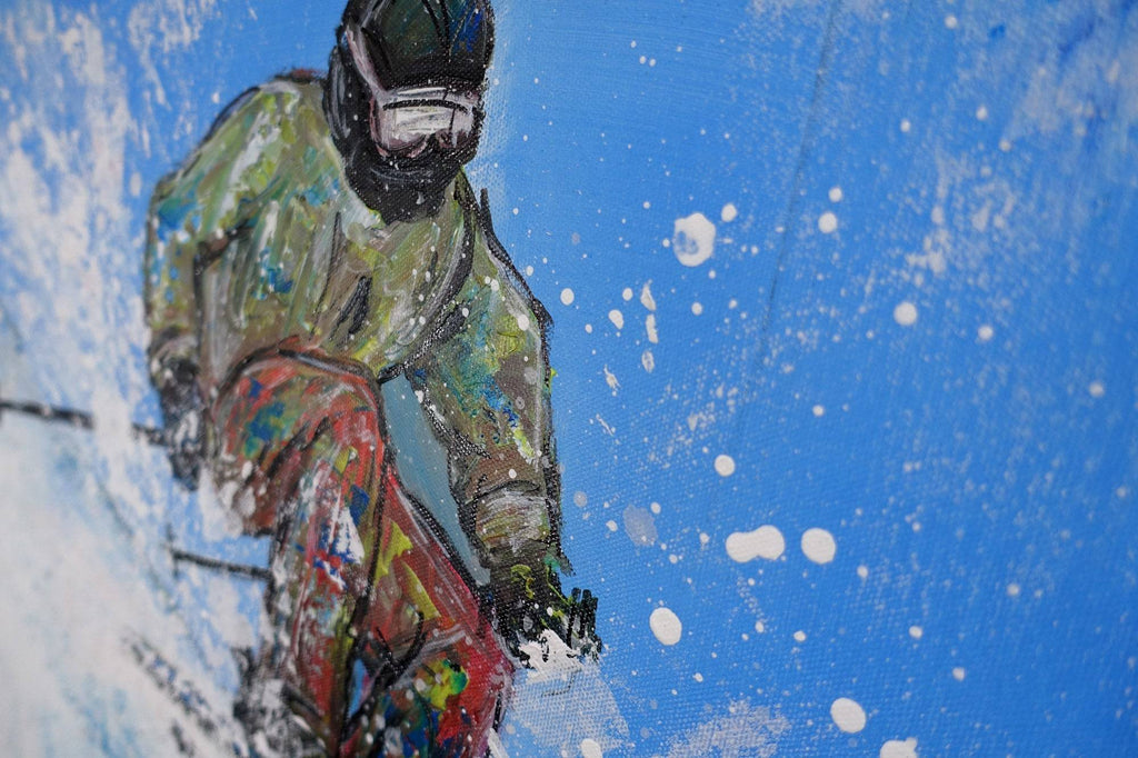 Skifahrer Abfahrt  Bild Malerei Skilaeufer Schnee