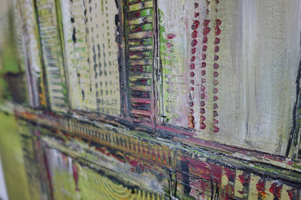 Stairs - abstrakte Malerei - grün rot braunes Kunstbild 80x63