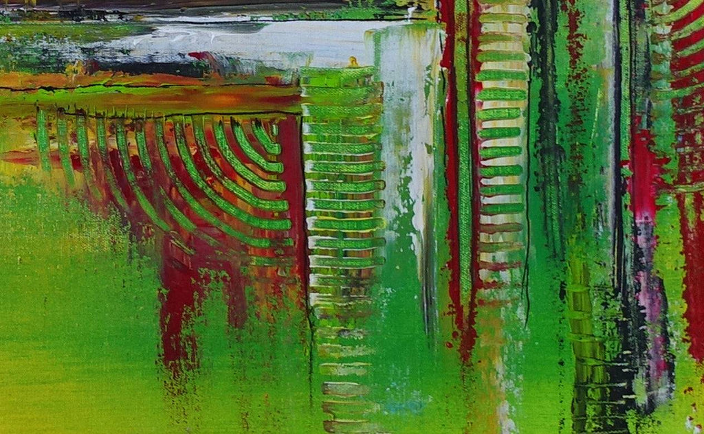 Zeitenwandel - Leinwandbild abstrakt grün gelb, moderne Malerei 116x81 - Atelier Burgstallers-Art