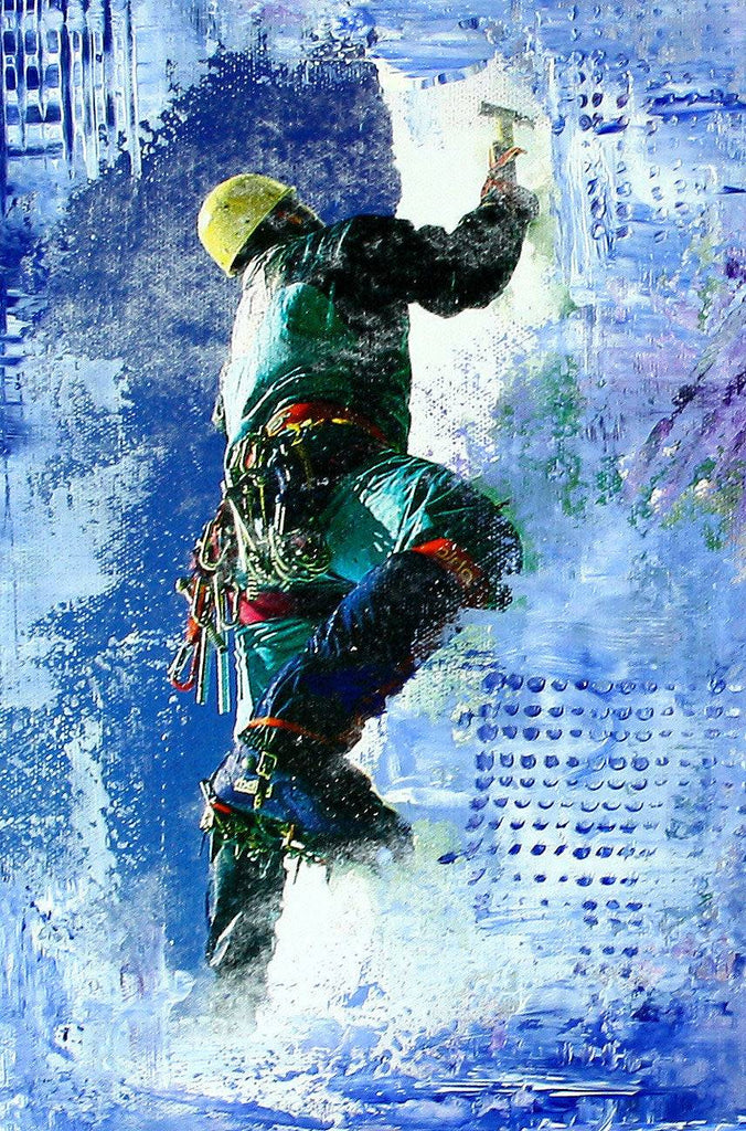 Eiskletterer Sportbild Acrylbild Collage 40x60